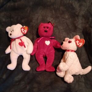NWT TY BEANIE BABIES VALENTINO (PVC), VALENTINA & CUPID
